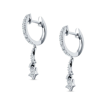 Moon & Star Earring Dangle Hoop Earring Cubic Zirconia 925 Sterling Silver Wholesale
